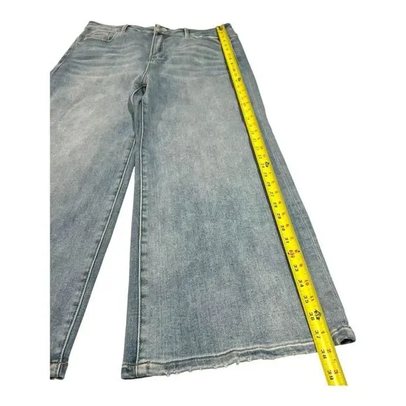 NWT Risen Women's Jeans Sz 15/32 High Rise Wide Leg Crop Light‎ Wash Blue Denim - Picture 3 of 14